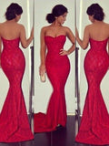 Trumpet/Mermaid Sweetheart Sweep/Brush Train Satin Sleeveless Prom Formal Evening Dresses with Beading