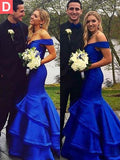 Trumpet/Mermaid Off-the-Shoulder Sweep/Brush Train Taffeta Sleeveless Prom Dresses with Layers